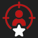 an icon of a person inside a reticle with a star below them 